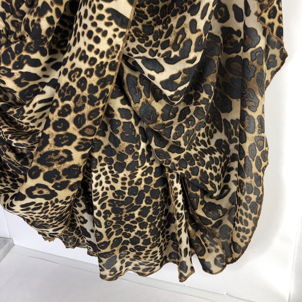 Oh Polly Open Shoulder Leopard Animal Print Mini Dress Size 2 Balloon Sleeves - Picture 4 of 6
